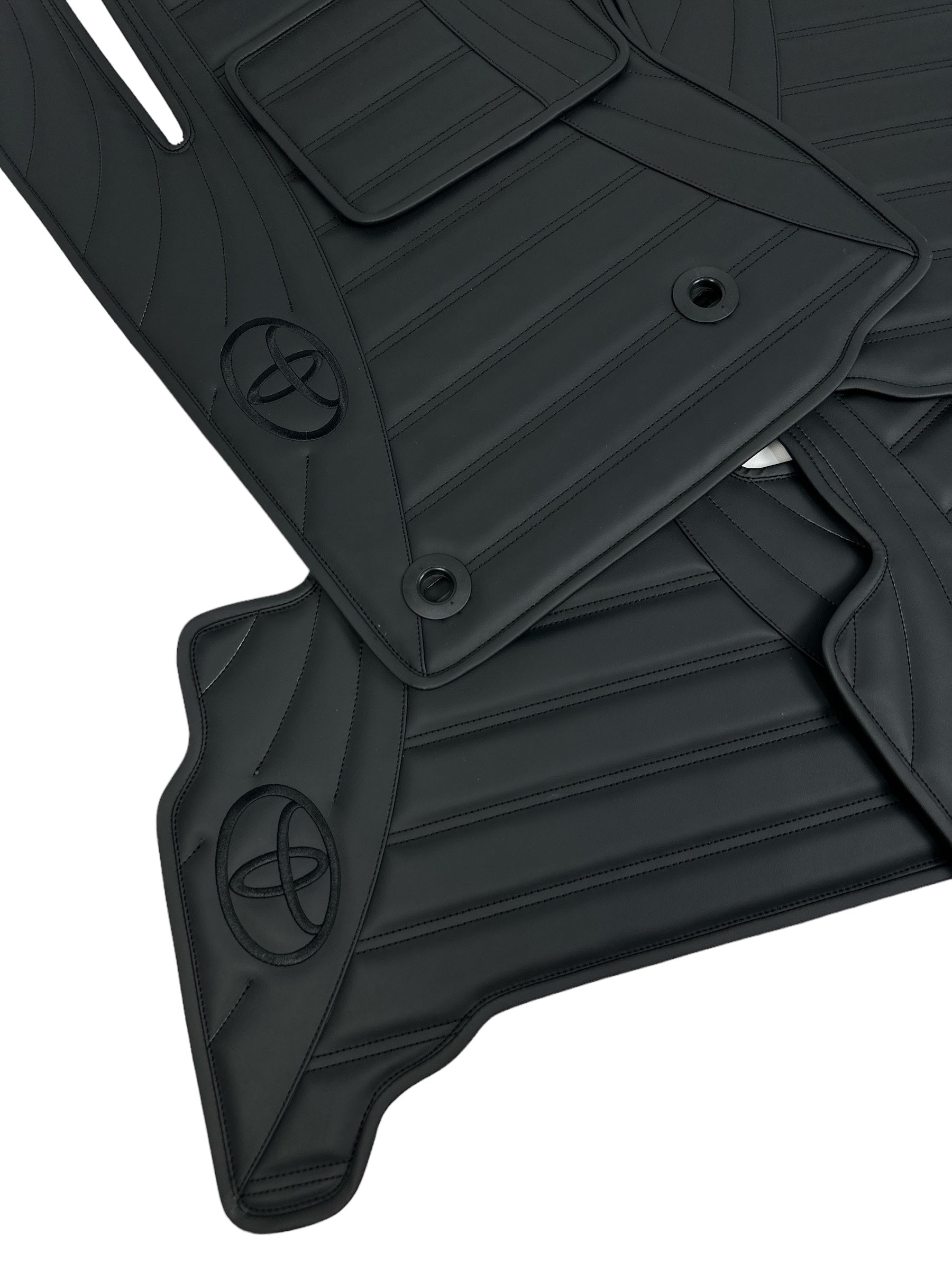 Car Floor Mats in "Figure Double Lines" Design Total Black