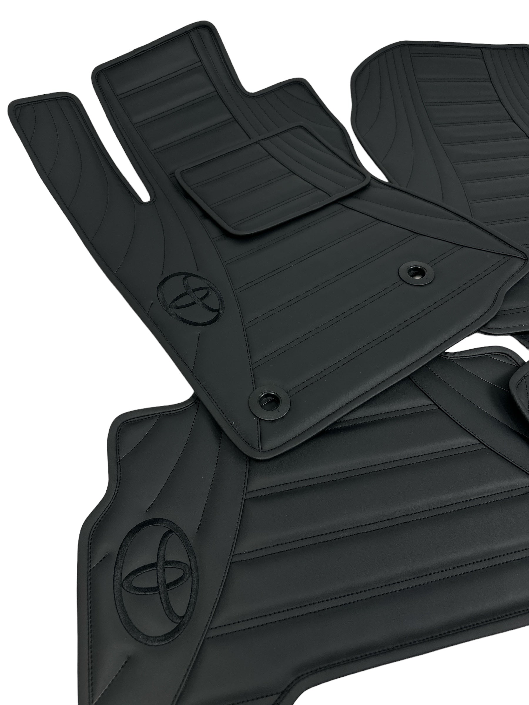 Car Floor Mats in "Figure Double Lines" Design Total Black