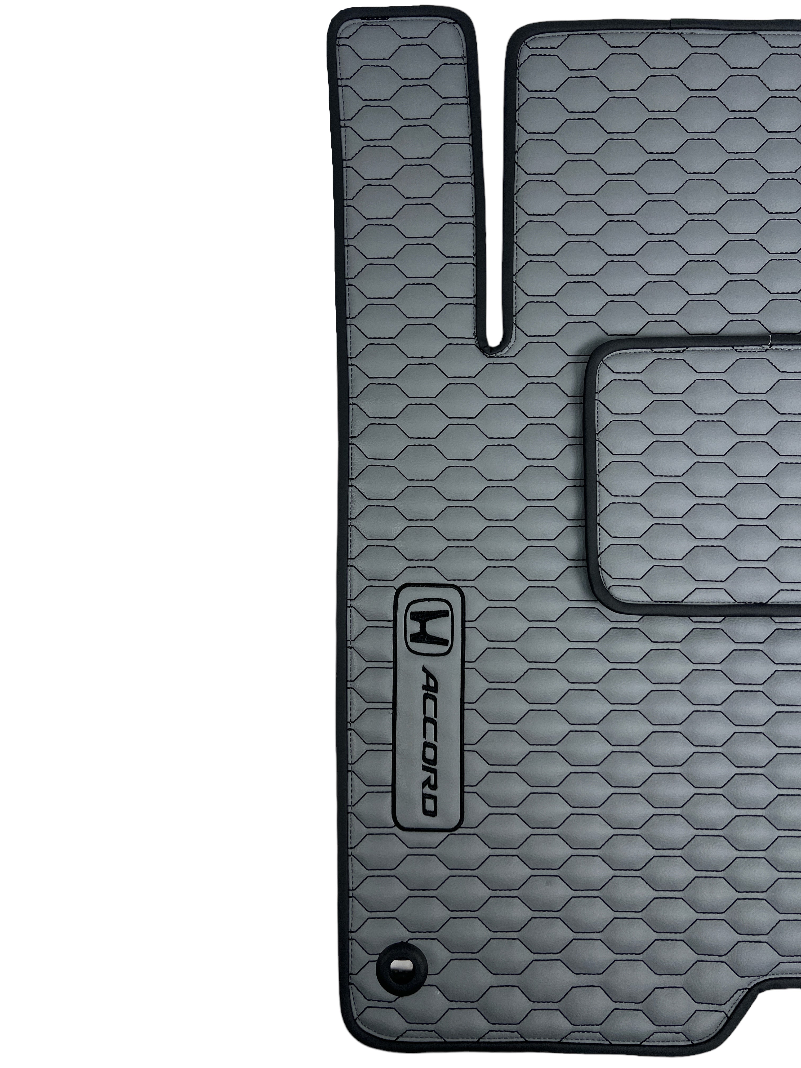 Car Floor Mats in "Small Comb" Design Light Gray with Black Stitching and Edging