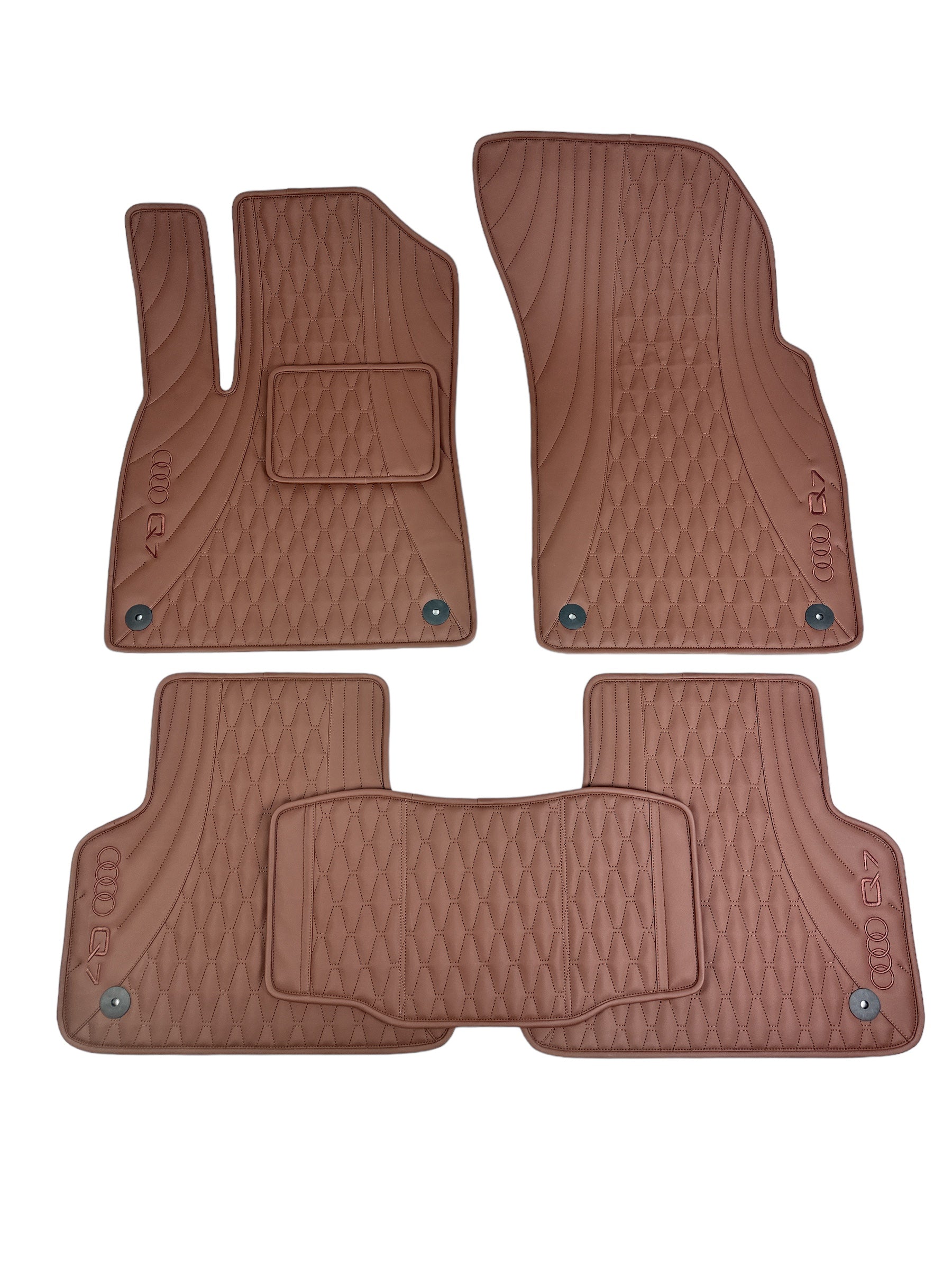 Car Floor Mats in "Figure Long Comb" Design Light Brown with Light Brown Stitching