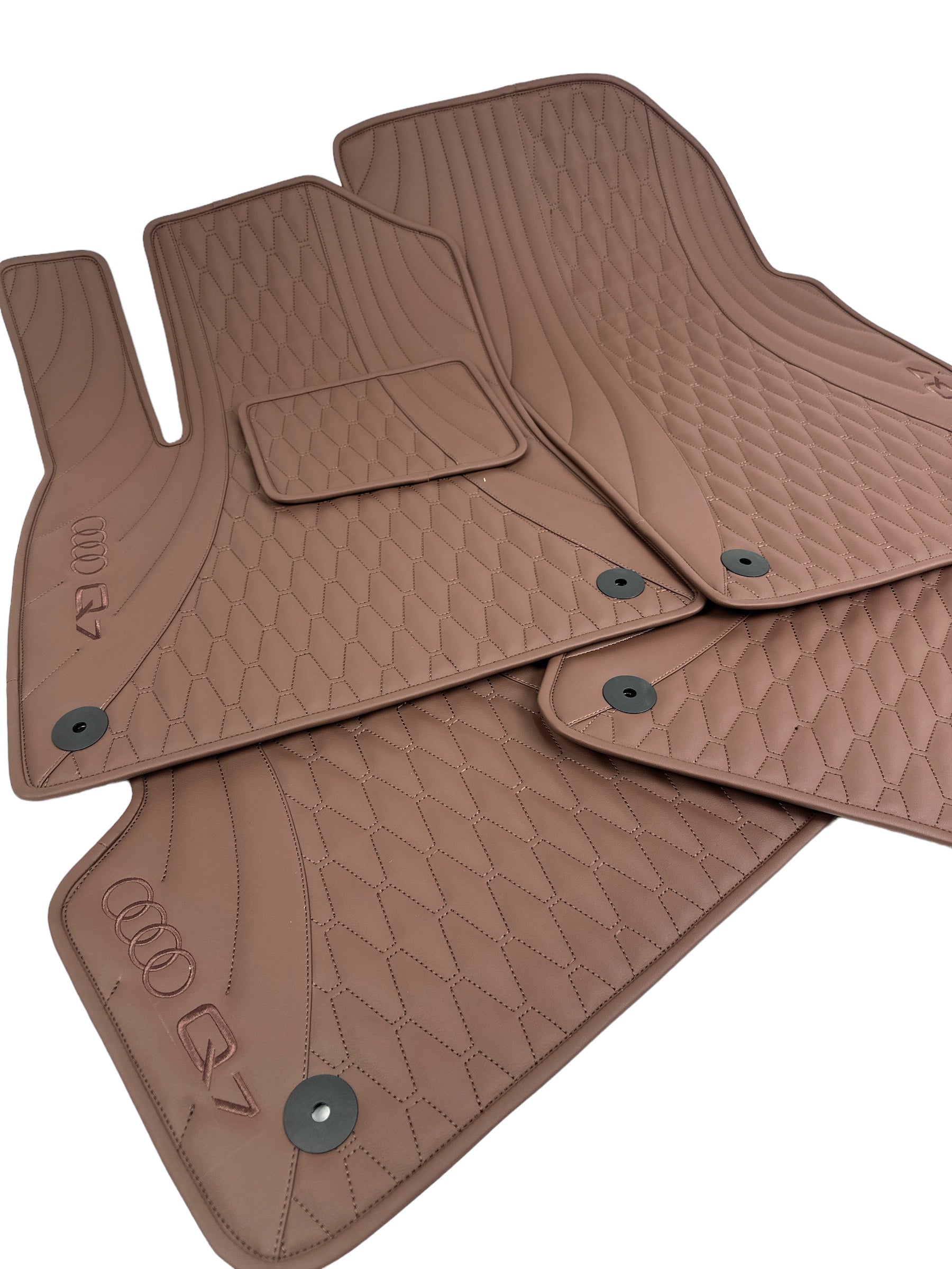 Car Floor Mats in "Figure Long Comb" Design Light Brown with Light Brown Stitching