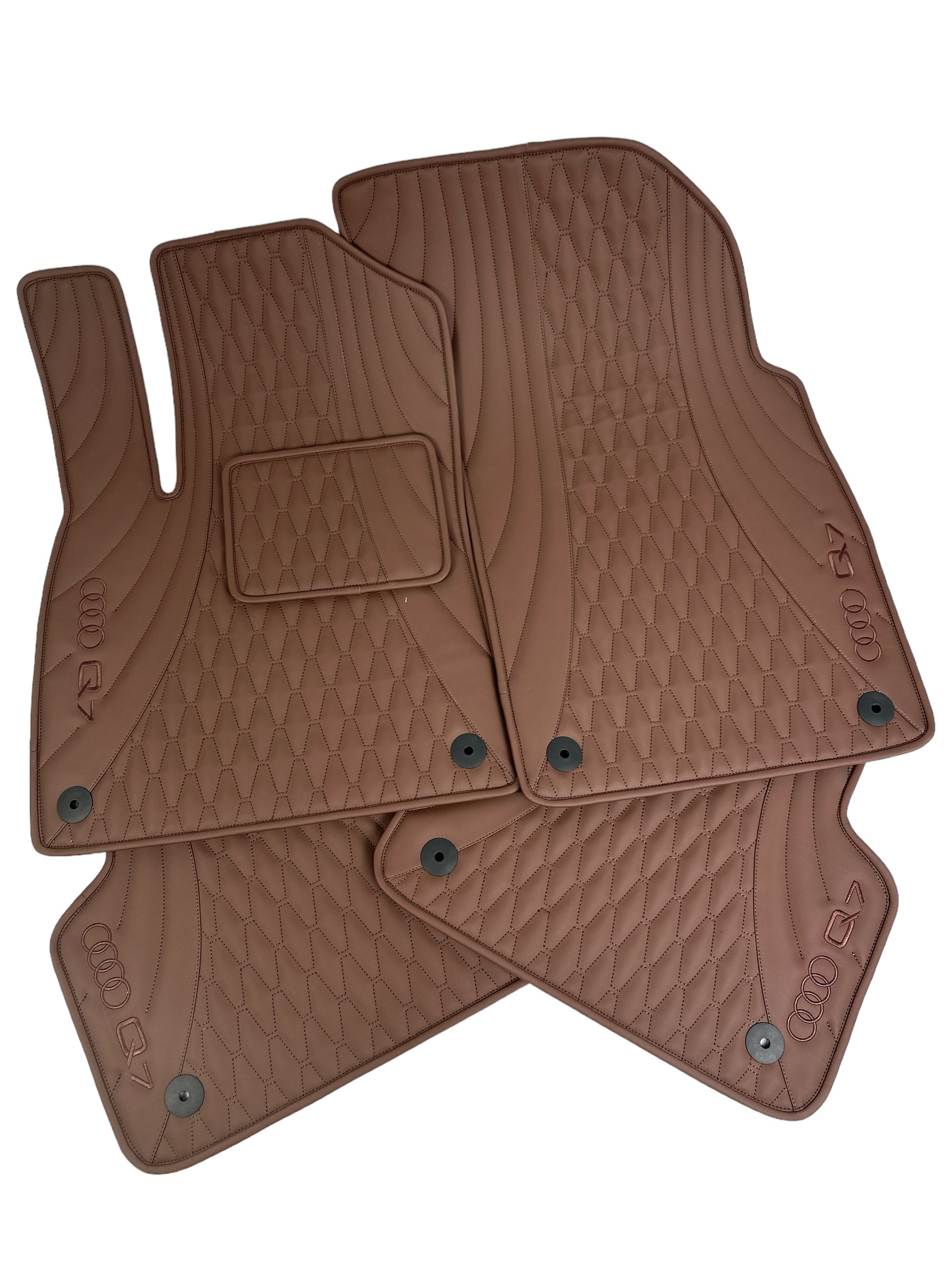 Car Floor Mats in "Figure Long Comb" Design Light Brown with Light Brown Stitching