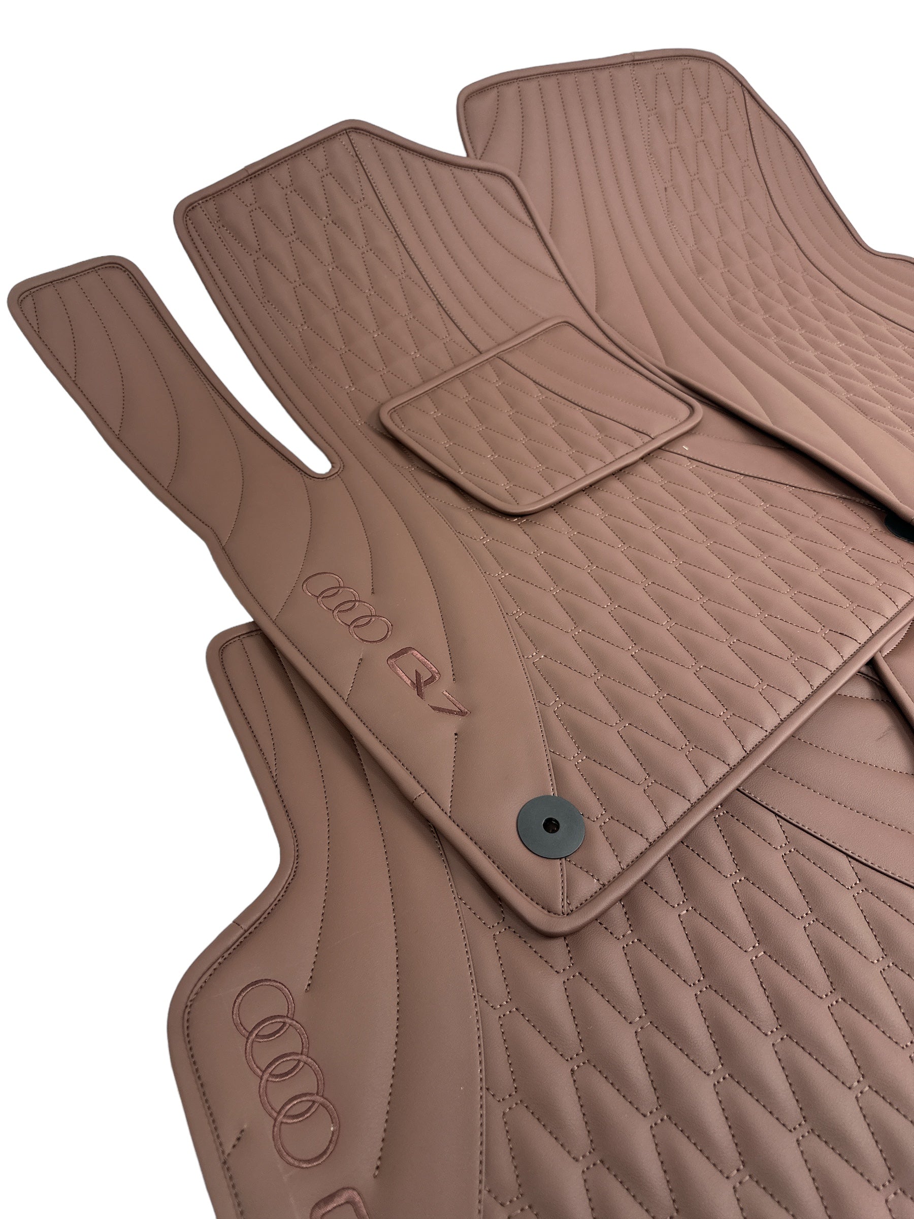 Car Floor Mats in "Figure Long Comb" Design Light Brown with Light Brown Stitching