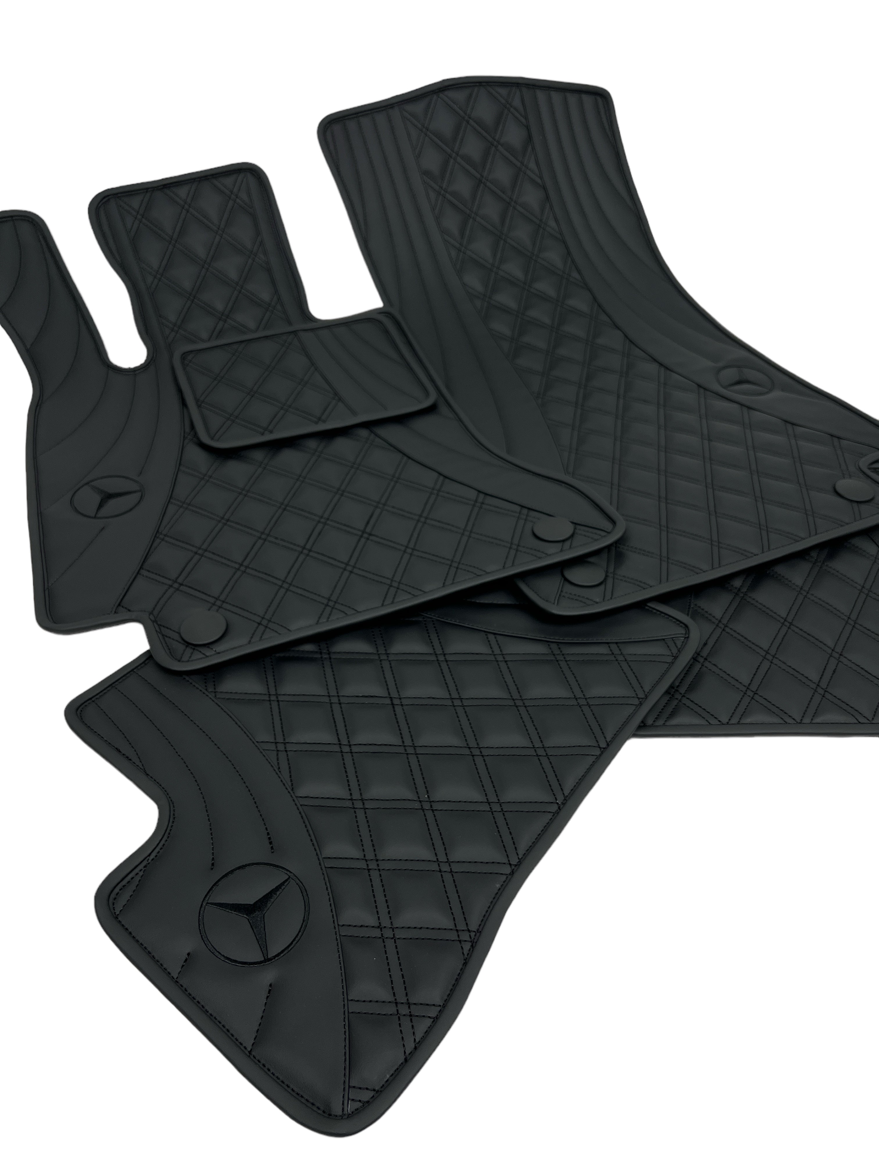 Car Floor Mats in "Figure Double Rhombus" Design Total Black