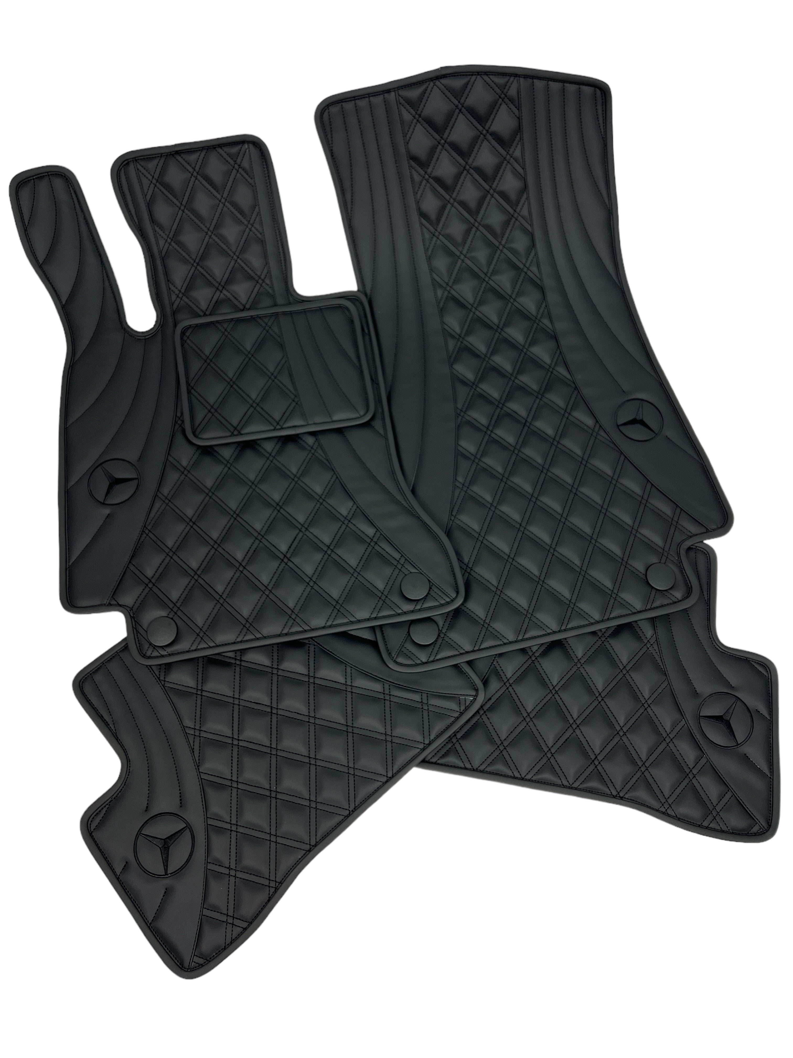 Car Floor Mats in "Figure Double Rhombus" Design Total Black