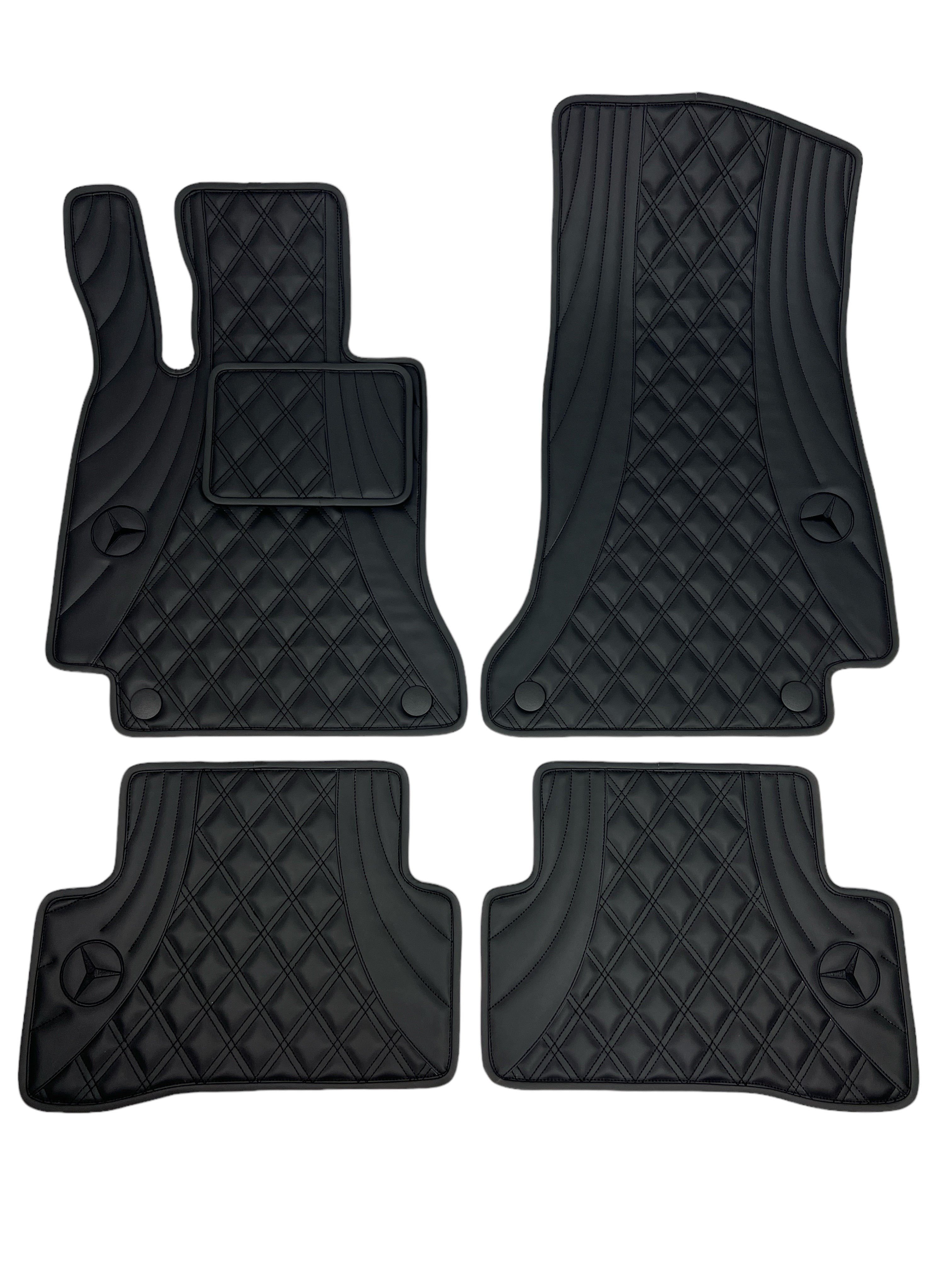 Car Floor Mats in "Figure Double Rhombus" Design Total Black