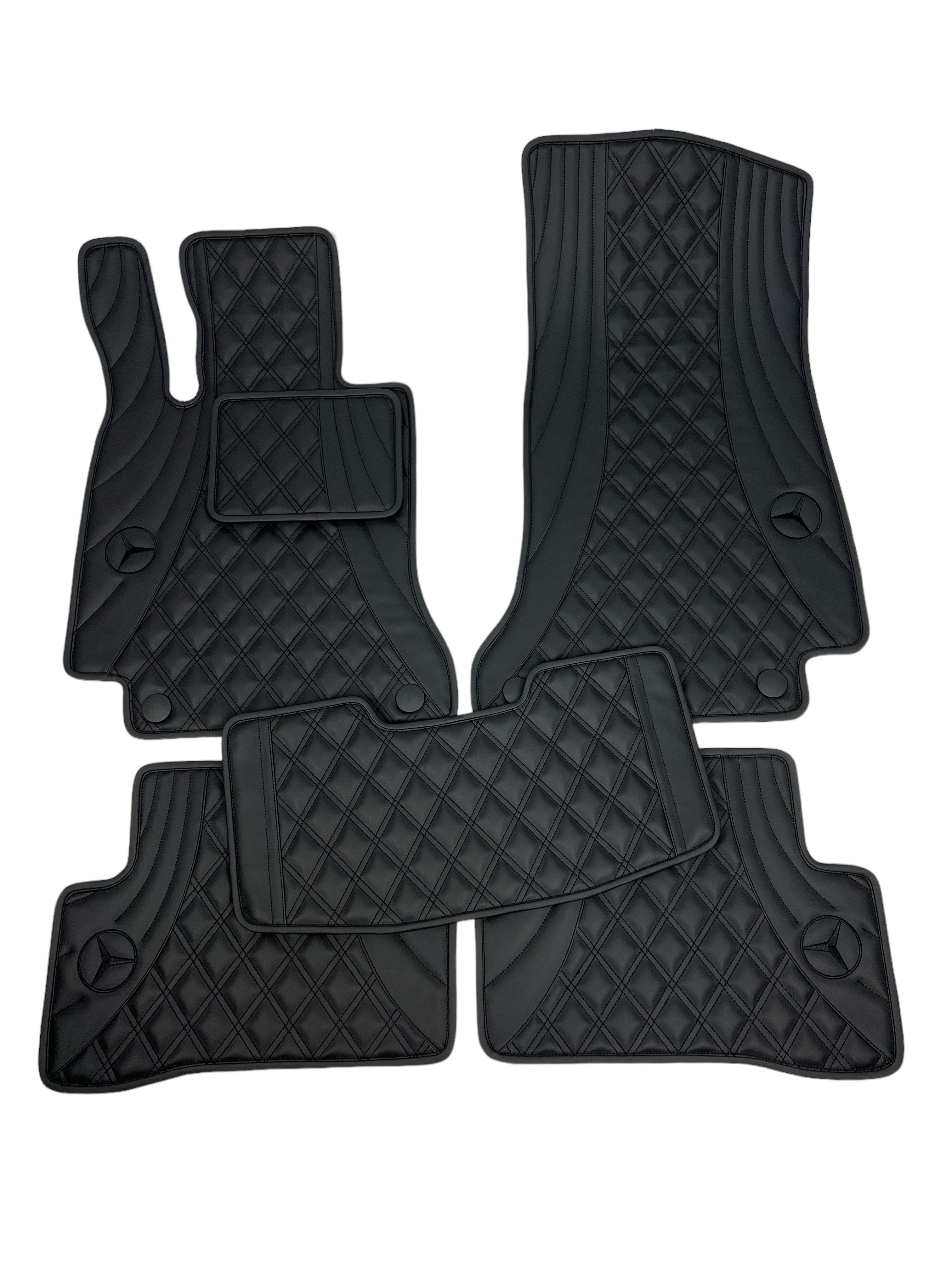 Car Floor Mats in "Figure Double Rhombus" Design Total Black