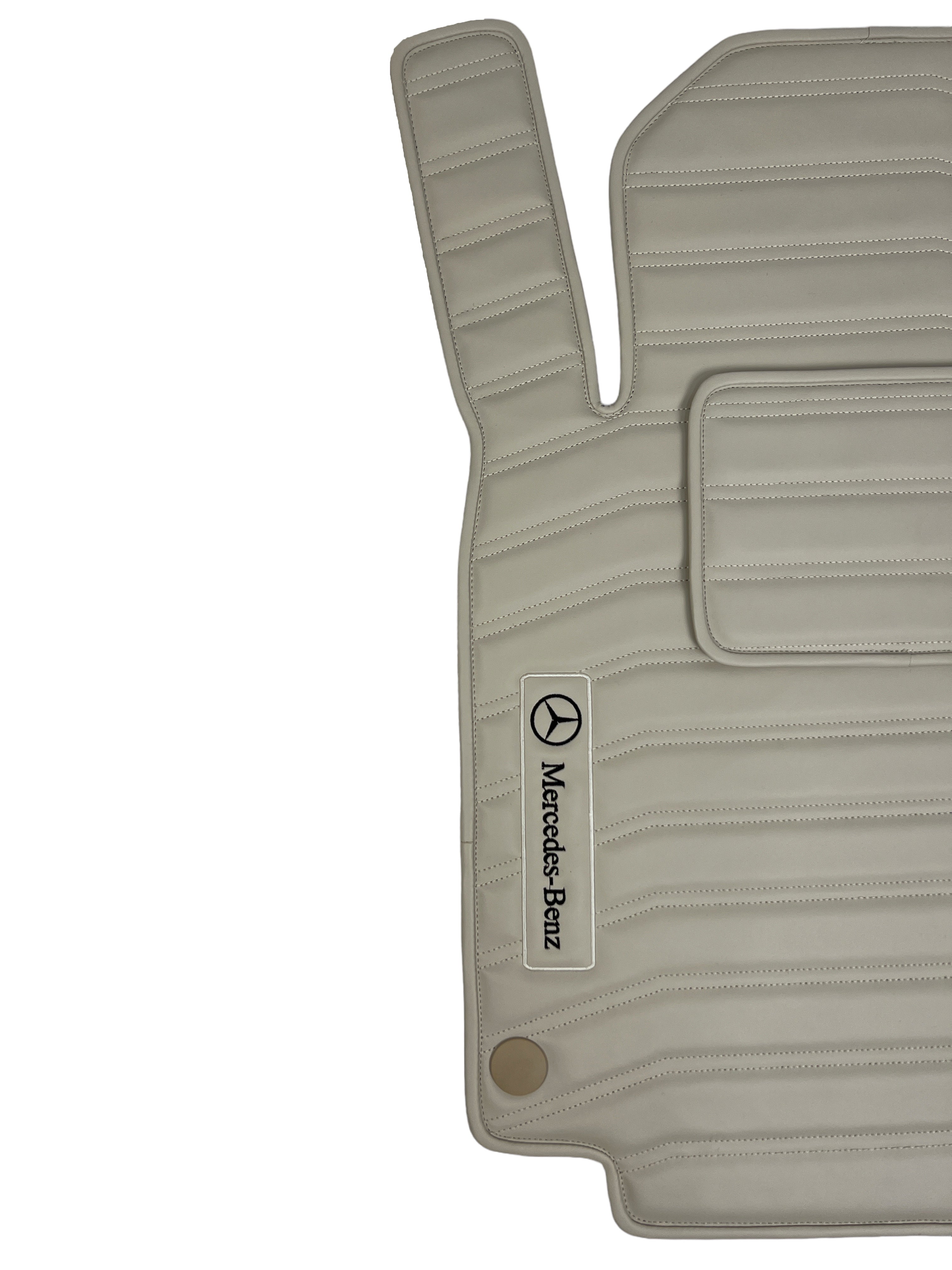 Car Floor Mats in "Double Staple" Design Beige with Black Embroidery