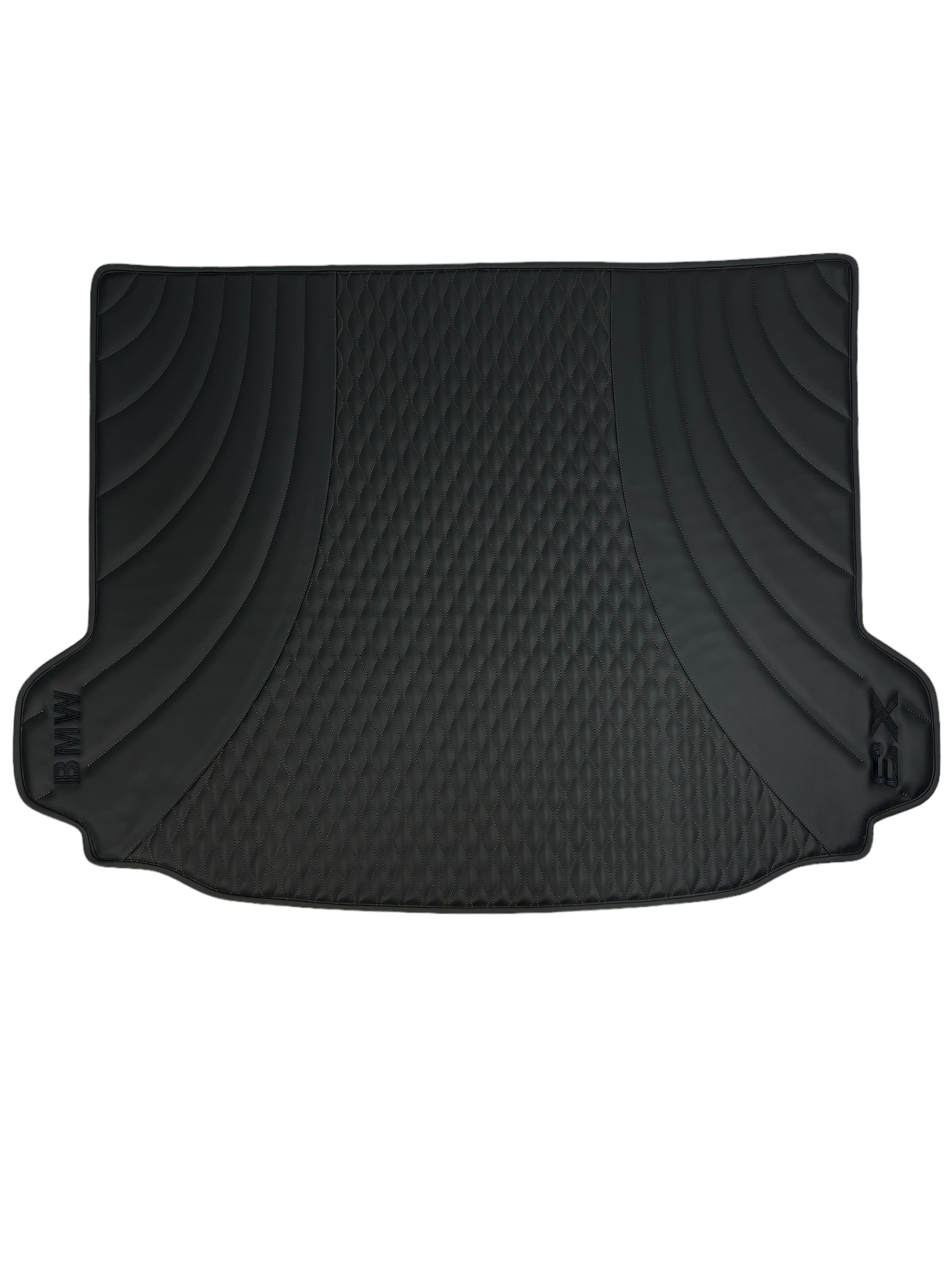 Trunk Mats in "Figure Waves" Design Black with Brown Stitching