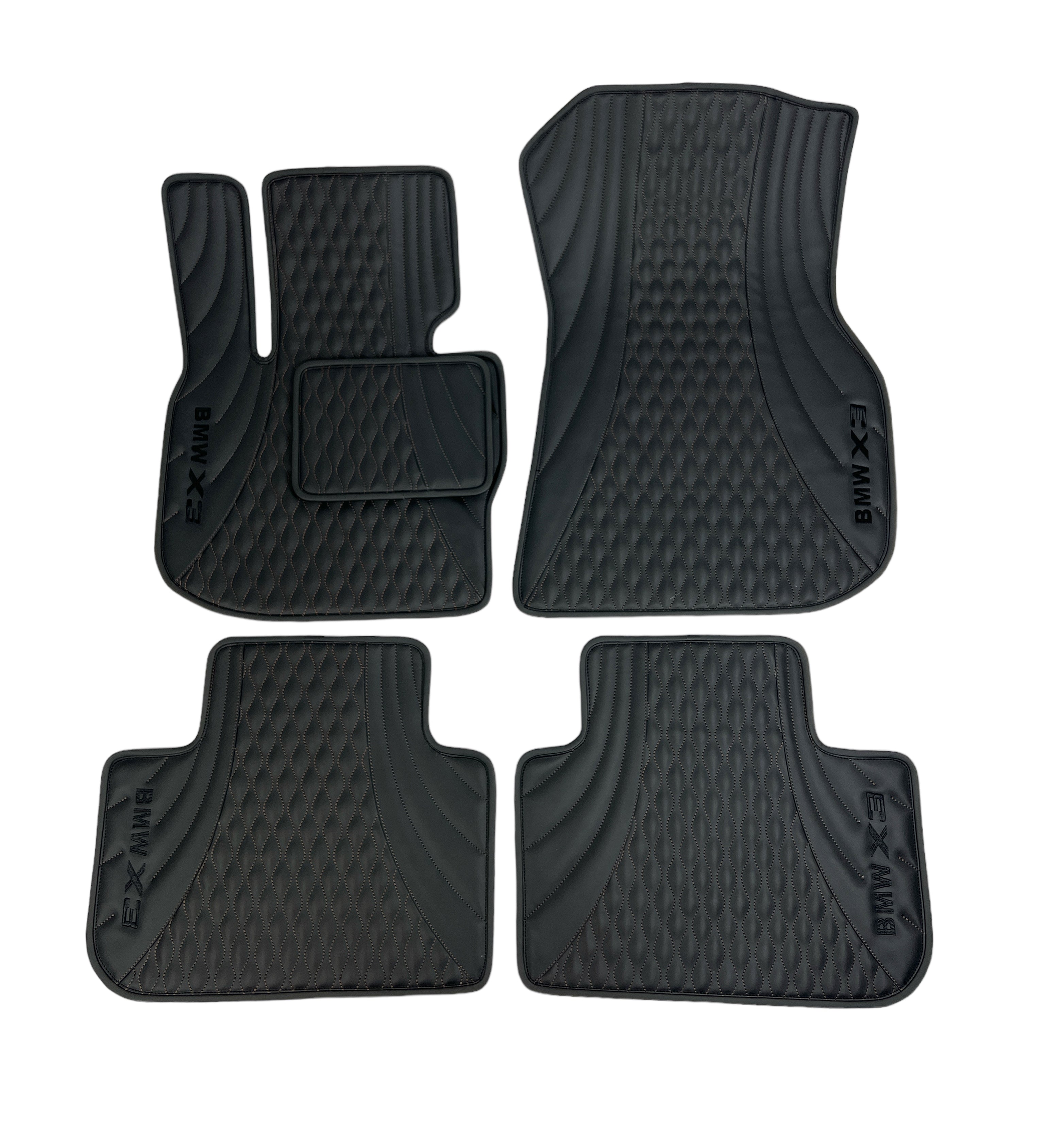 Car Floor Mats in "Figure Waves" Design Total Black