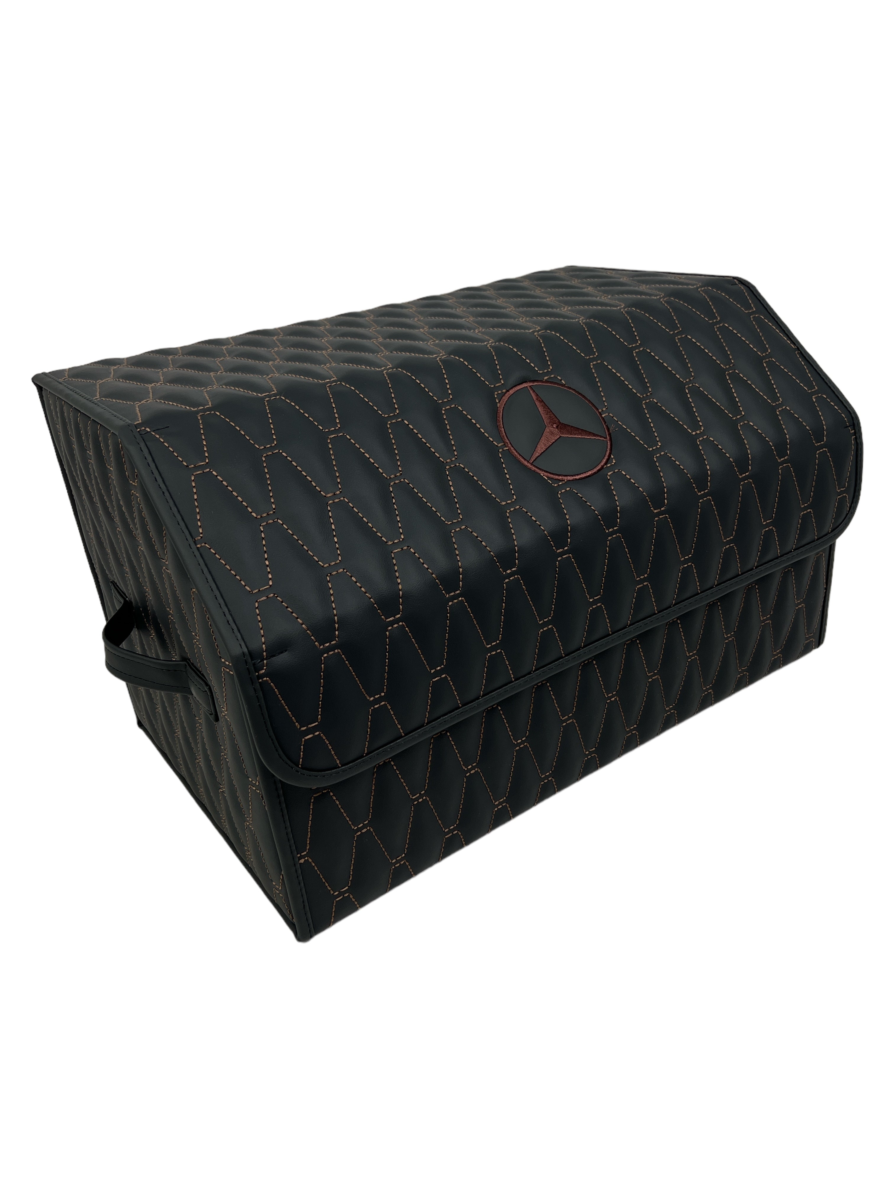 Organizer in the "Wave" design Black with Brown Stitching