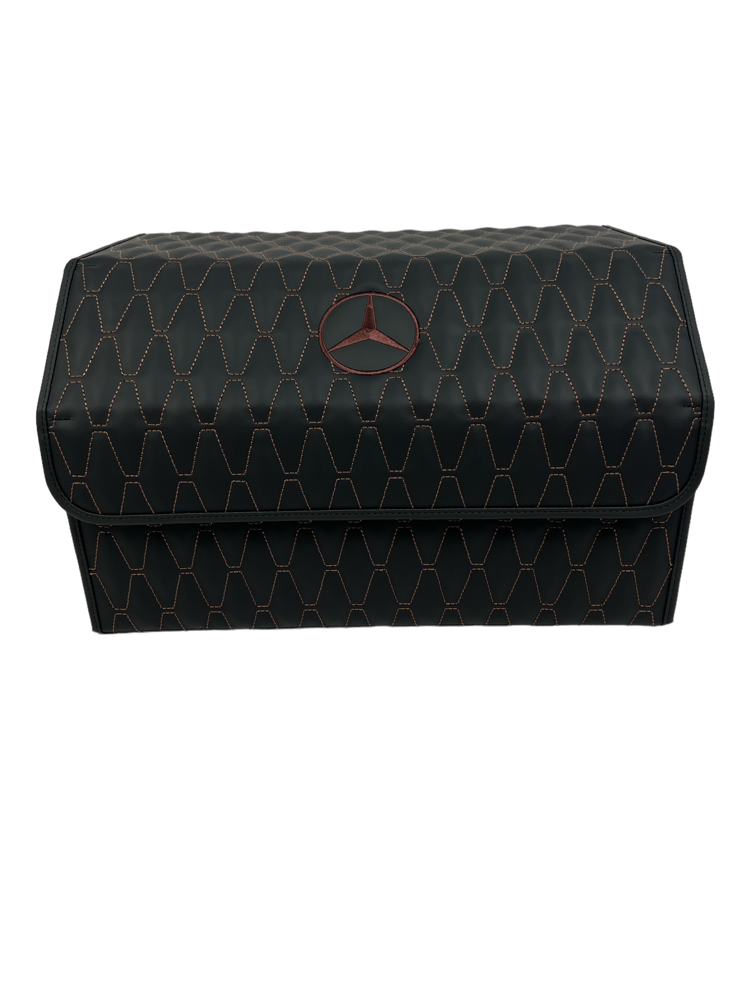 Organizer in the "Wave" design Black with Brown Stitching