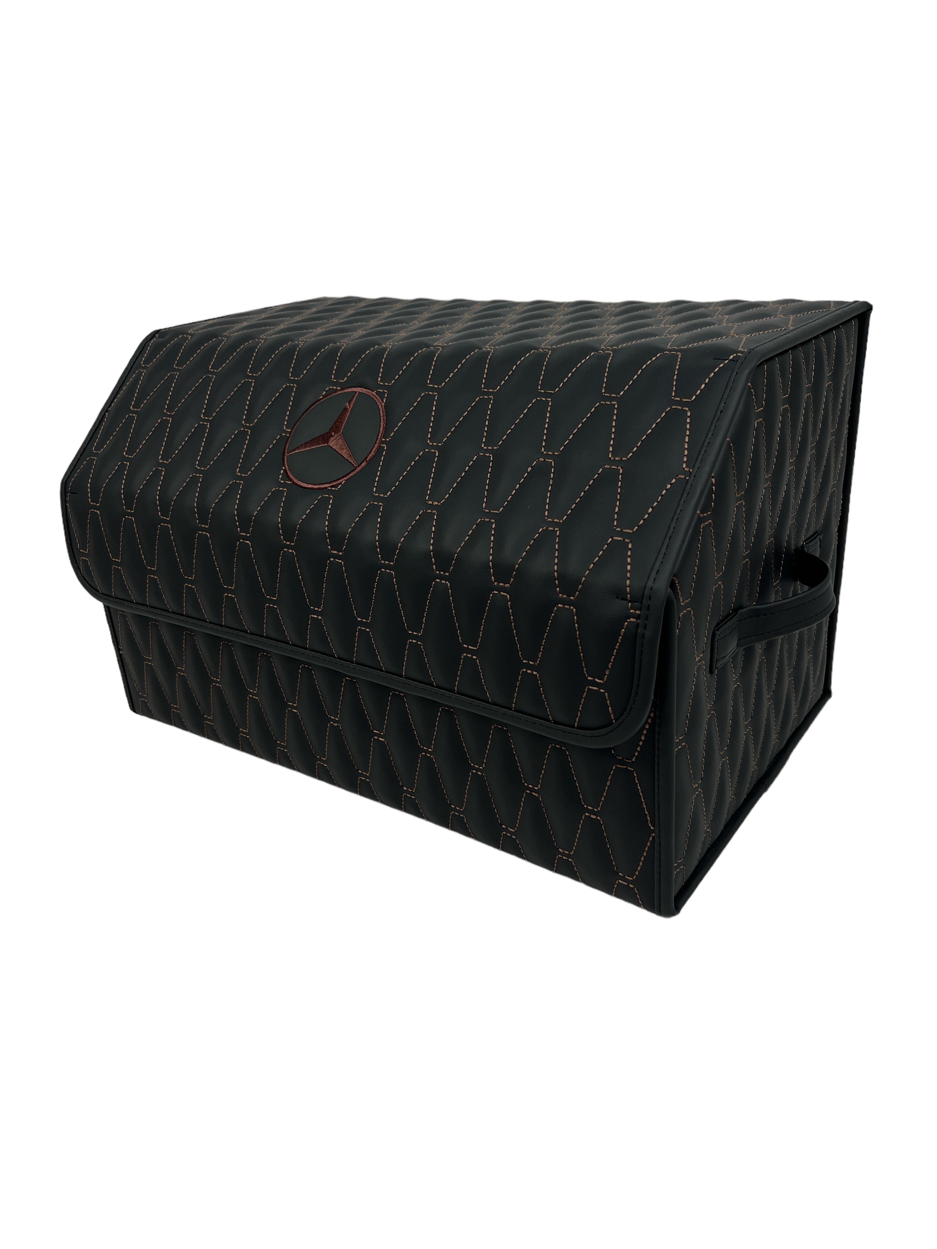 Organizer in the "Wave" design Black with Brown Stitching