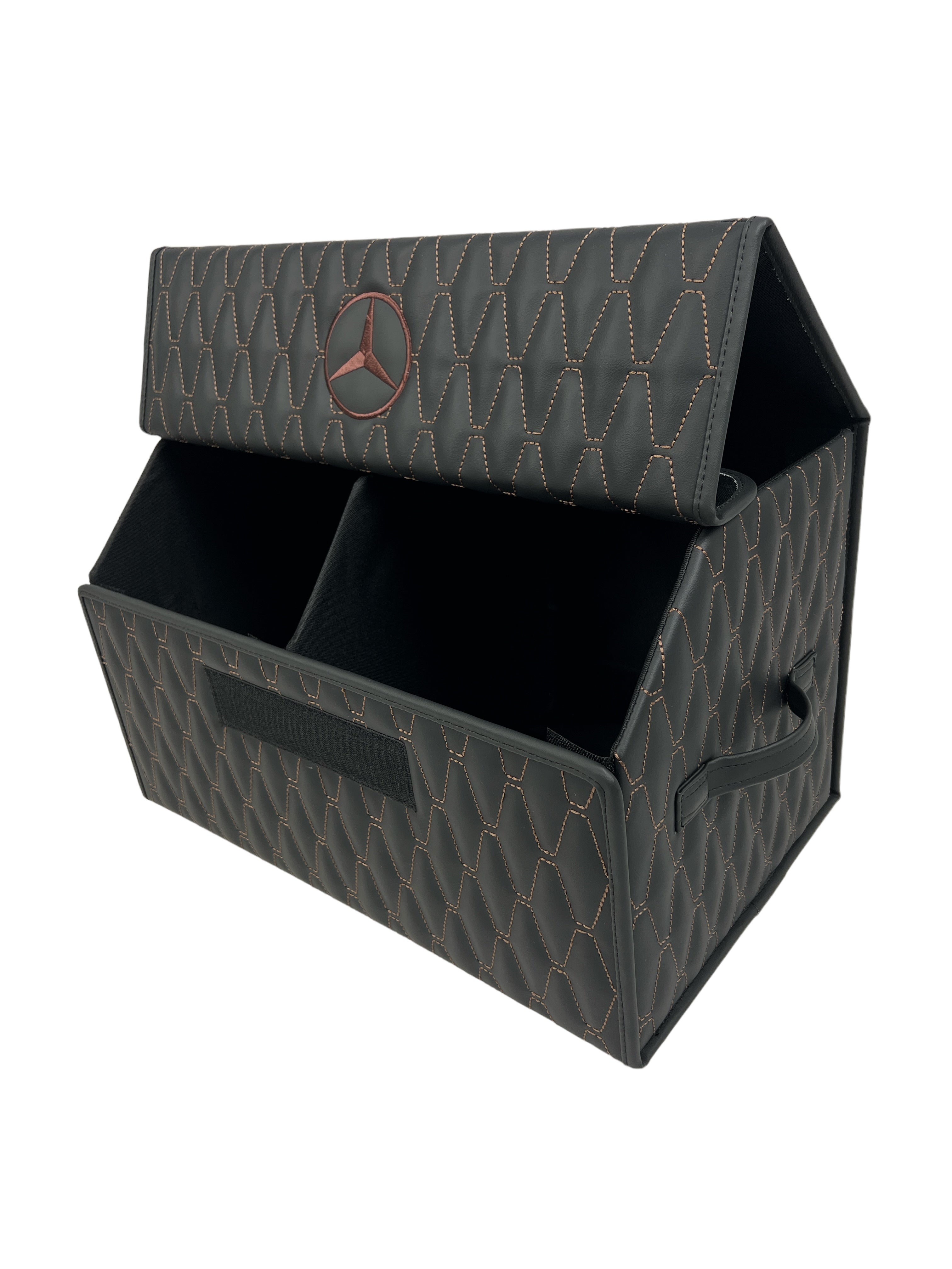 Organizer in the "Wave" design Black with Brown Stitching