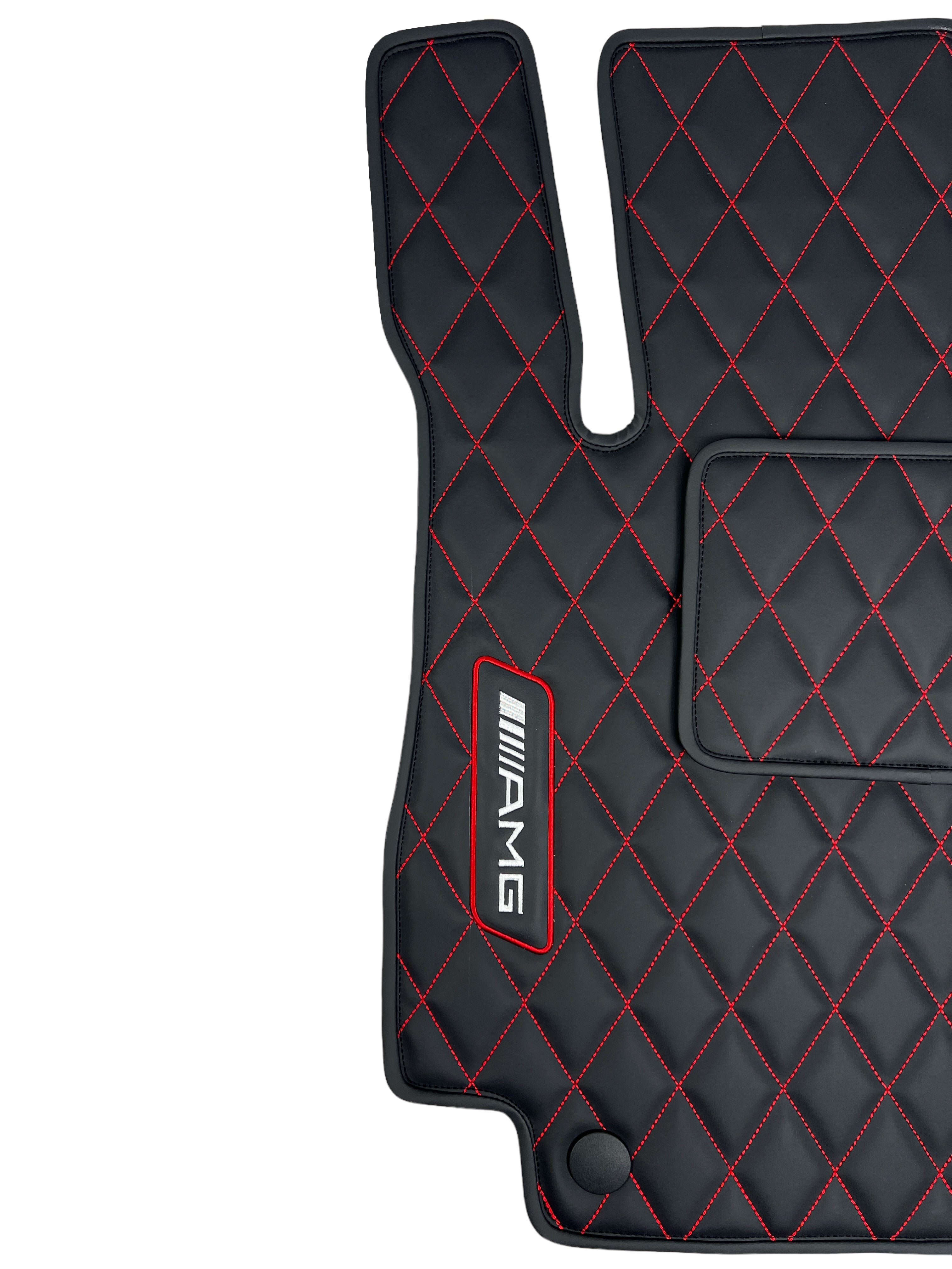 Car Floor Mats in "Rhombus" Design Black With Red Stitching