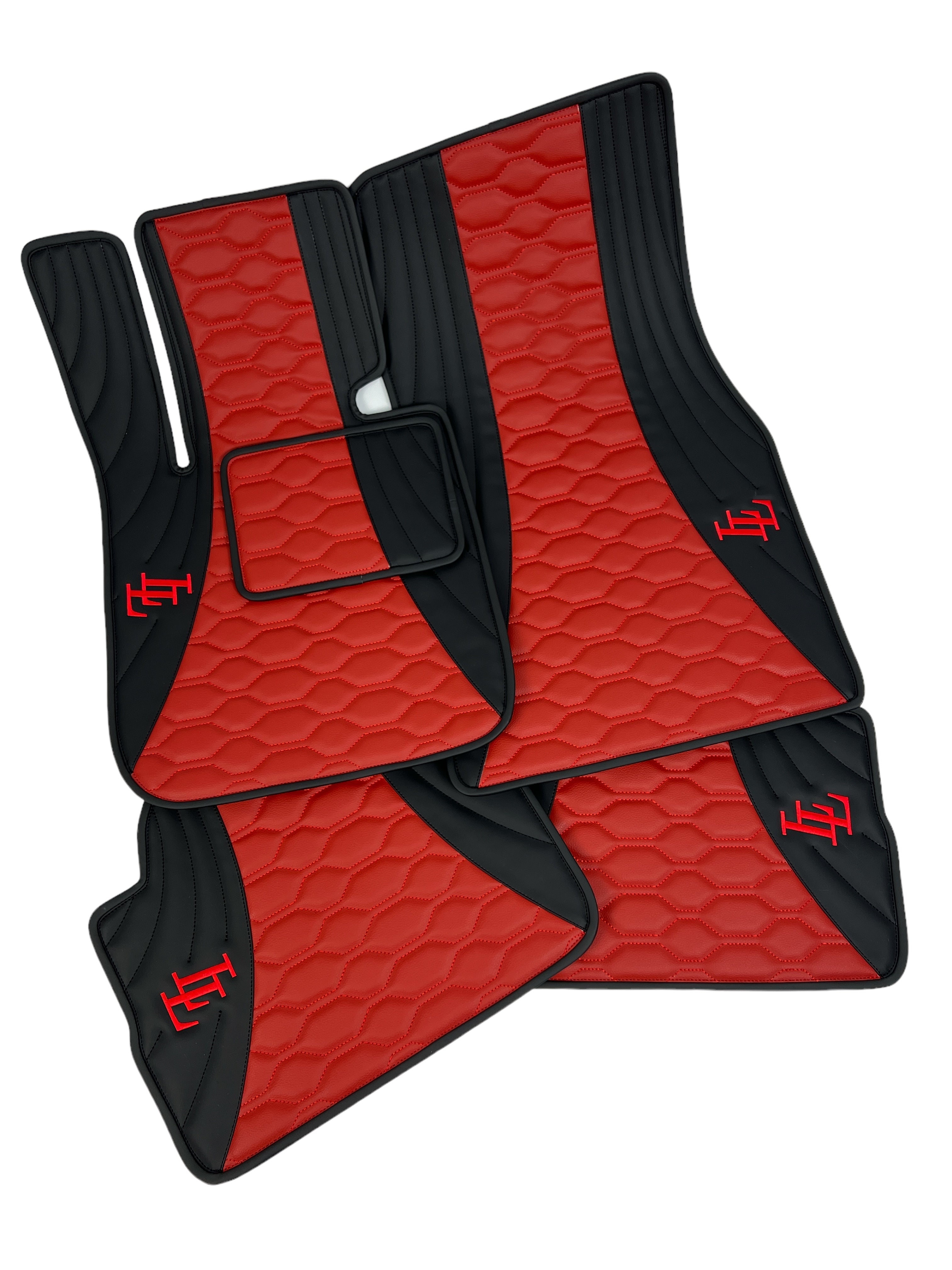 Car Floor Mats in "Figure Combination" Design Combined Black and Red