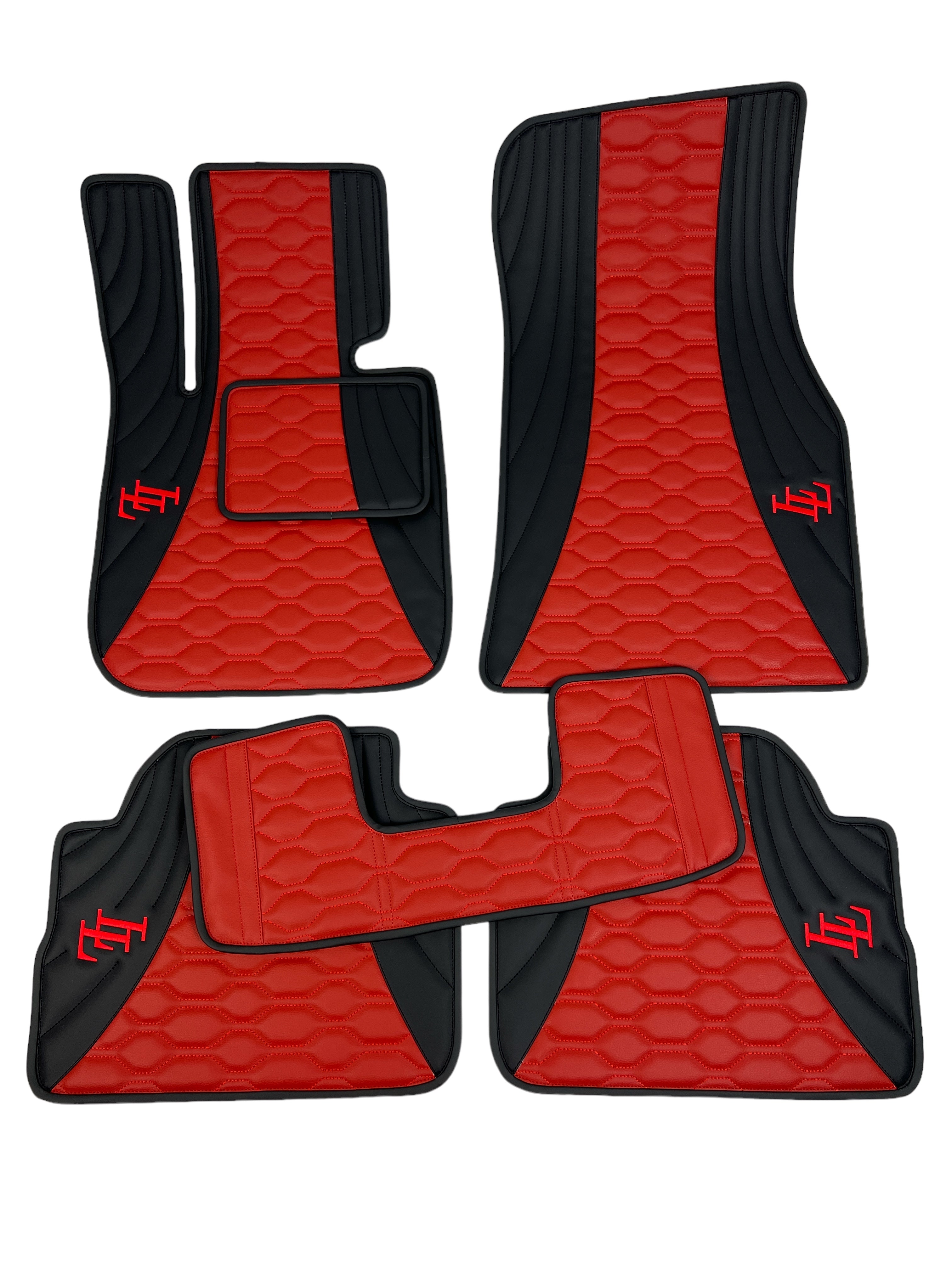 Car Floor Mats in "Figure Combination" Design Combined Black and Red