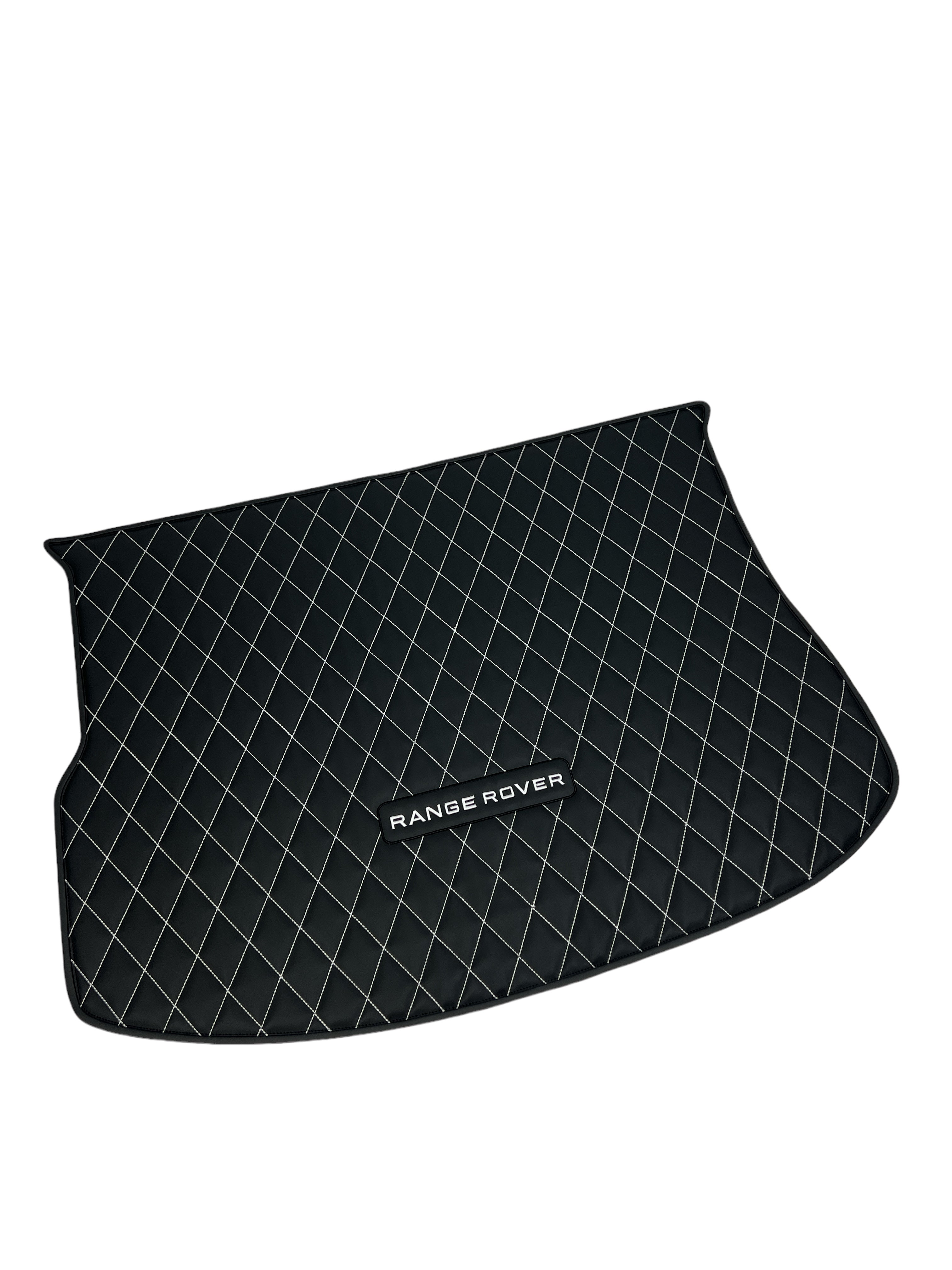 Trunk Mats in "Rhombus" Design Black with White Stitching