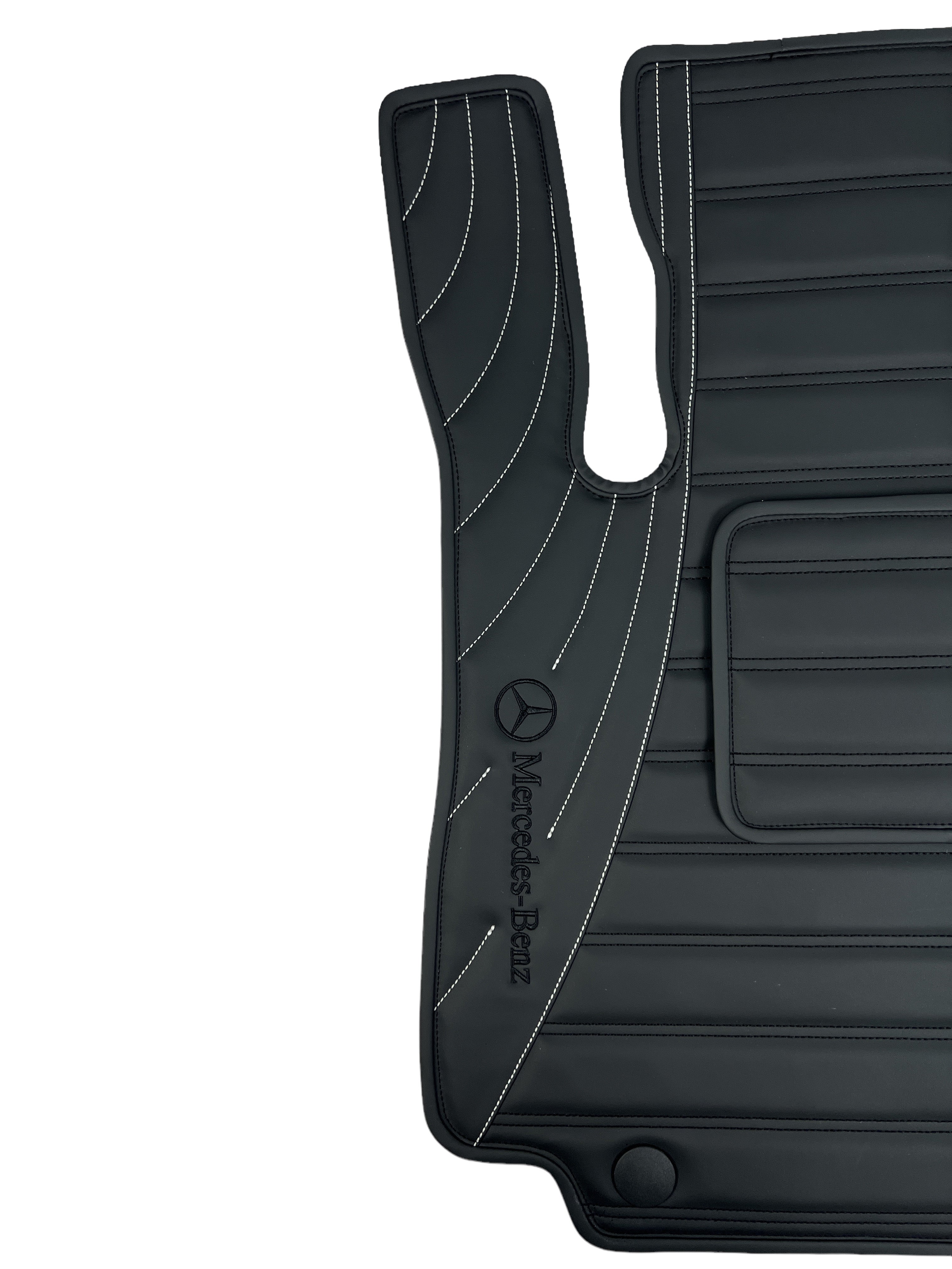 Car Floor Mats in "Figure Double Lines" Design Black with Gray Stitching