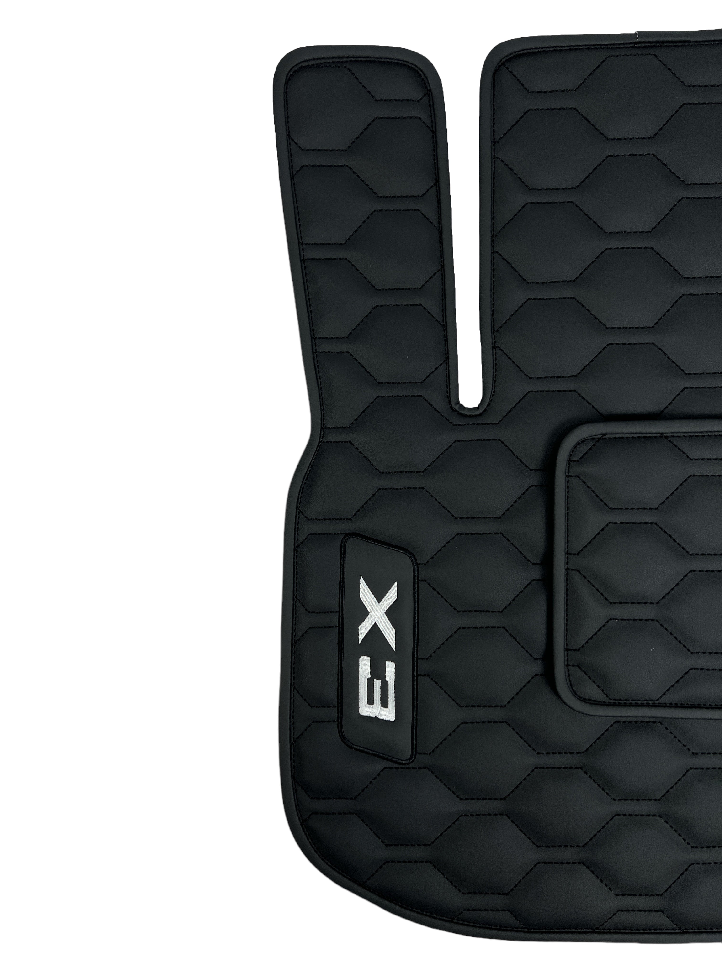 Car Floor Mats in "Big Comb" Design Total Black with White Logo