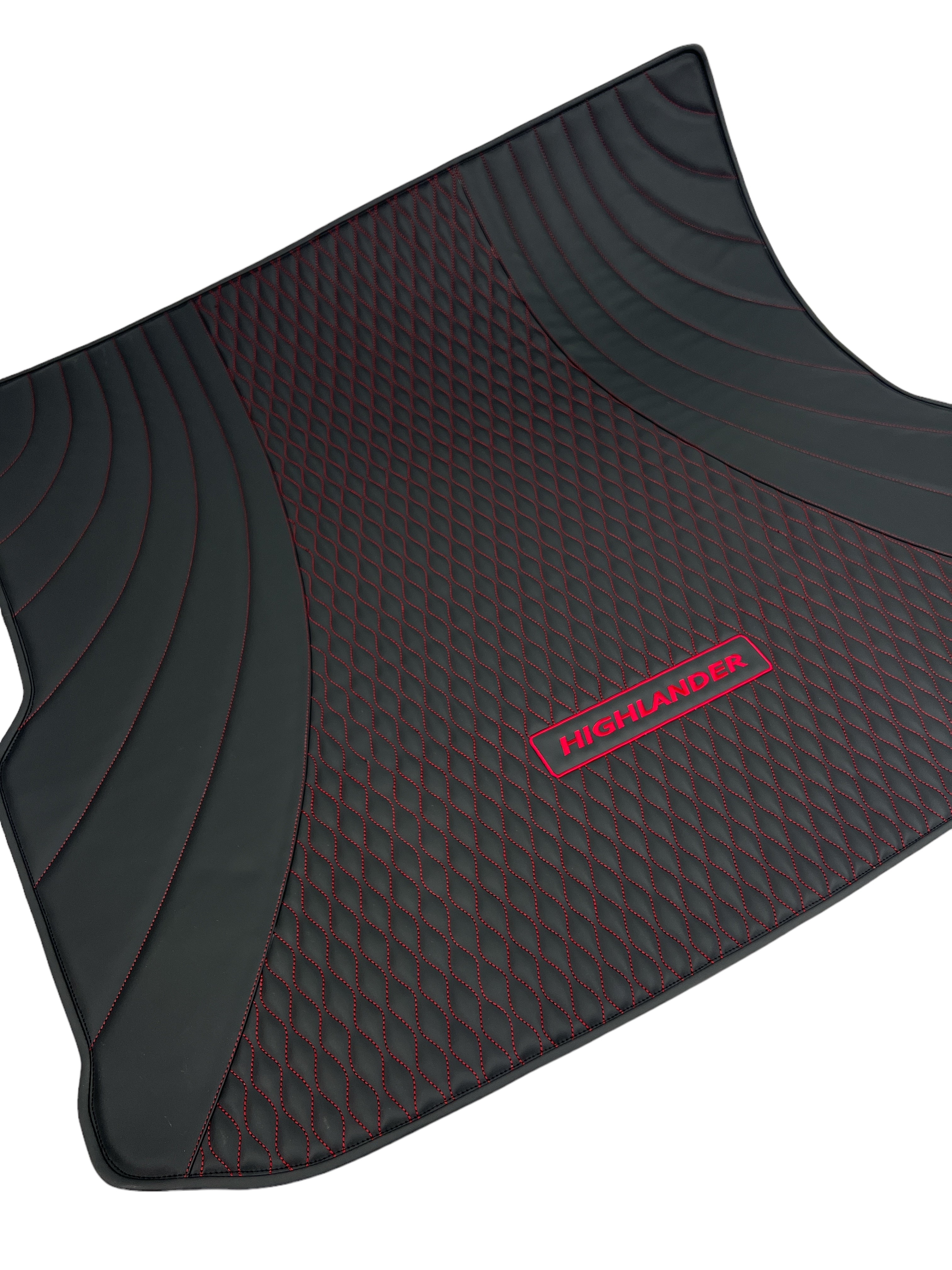 Trunk Mats in "Figure Waves" Design Black with Red Stitching