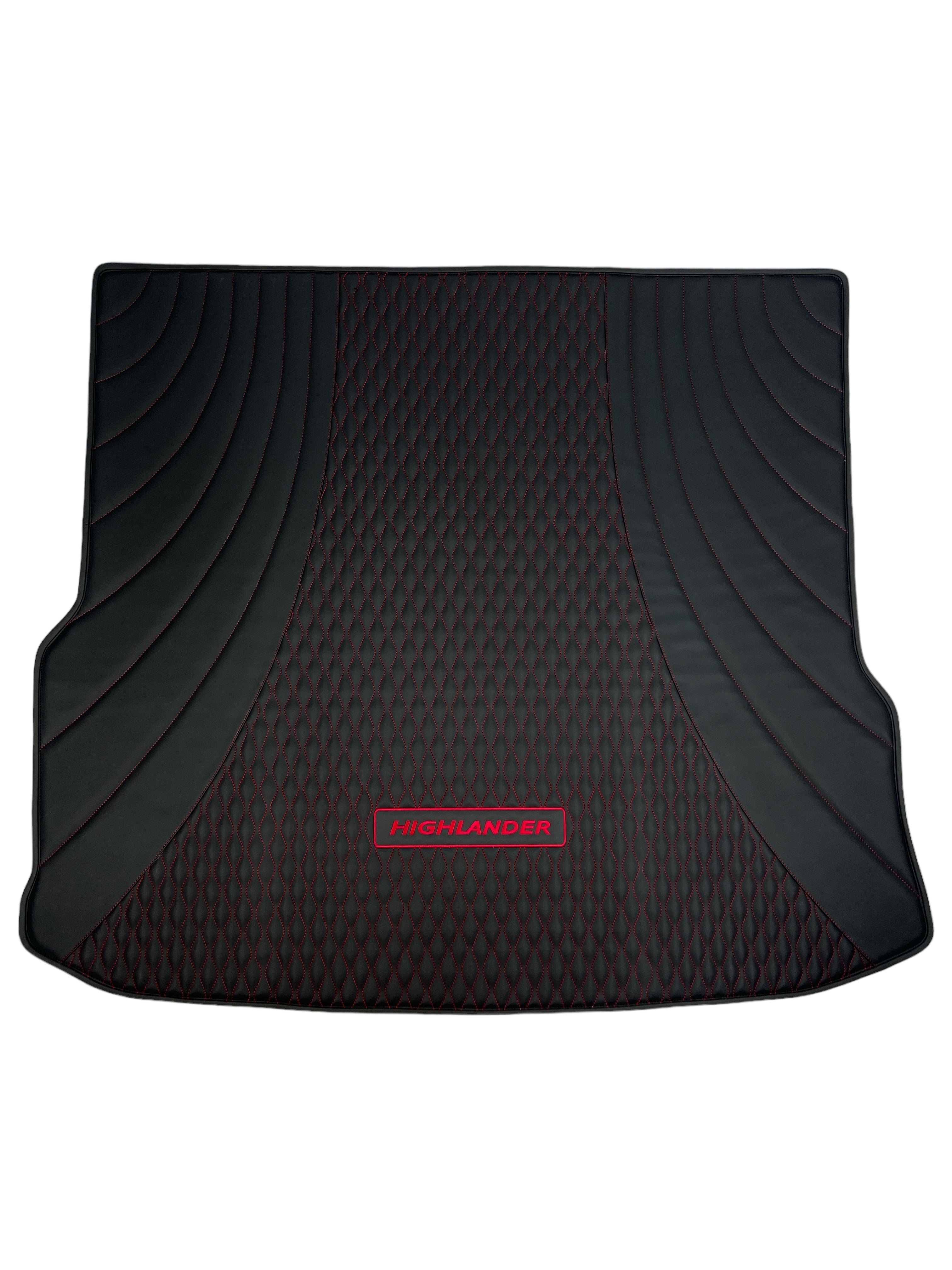 Trunk Mats in "Figure Waves" Design Black with Red Stitching