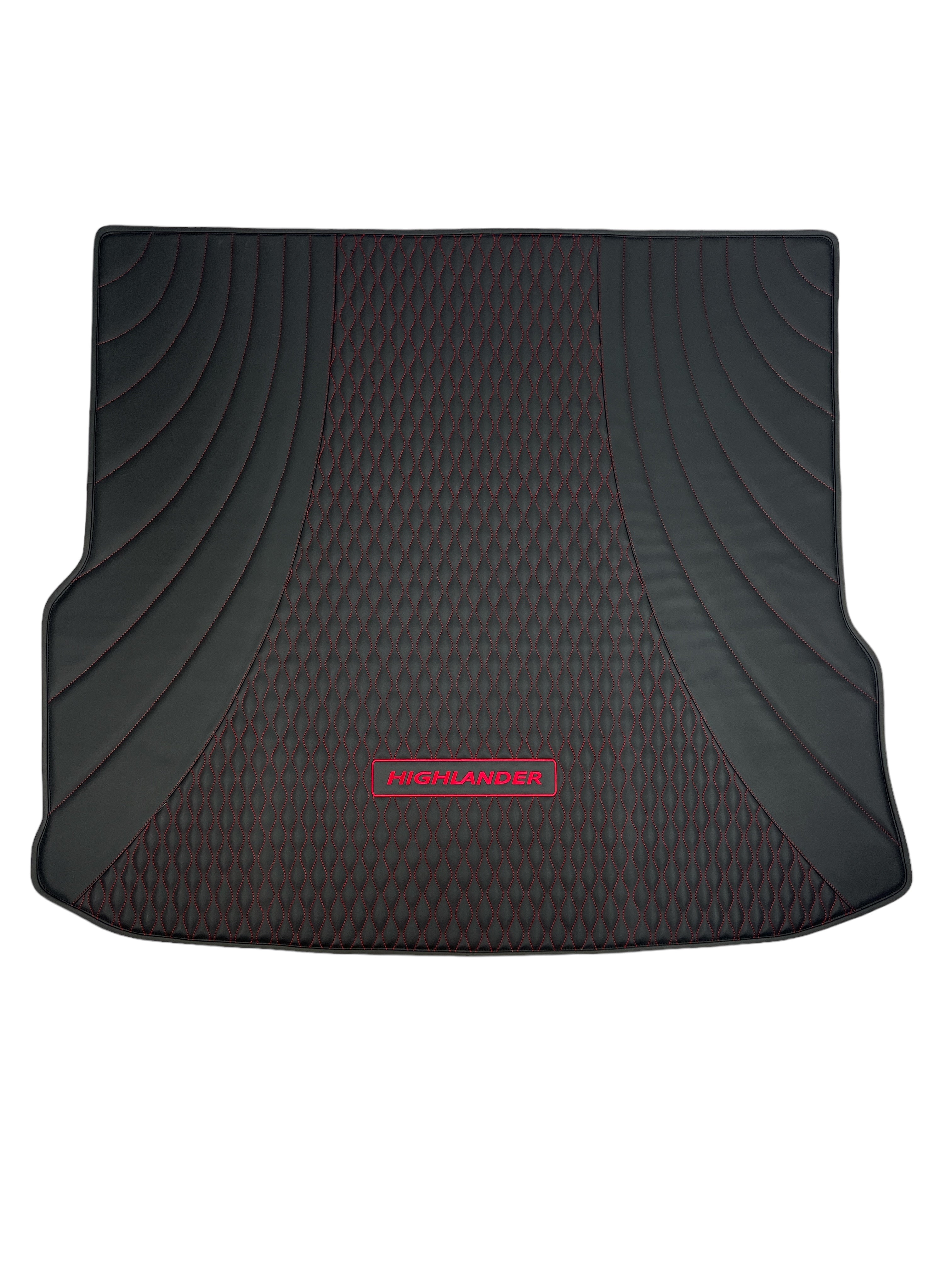 Trunk Mats in "Figure Waves" Design Black with Red Stitching