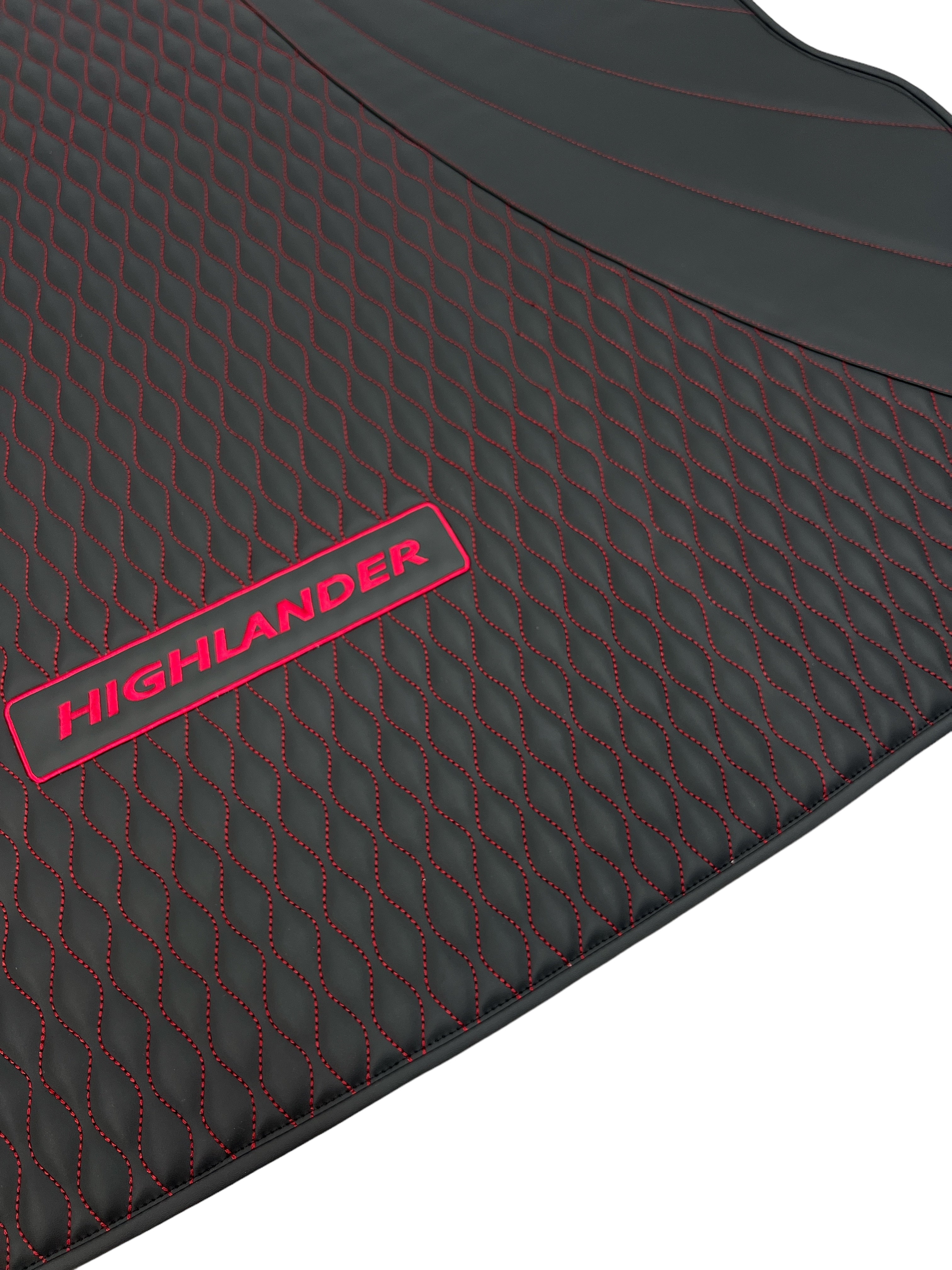 Trunk Mats in "Figure Waves" Design Black with Red Stitching