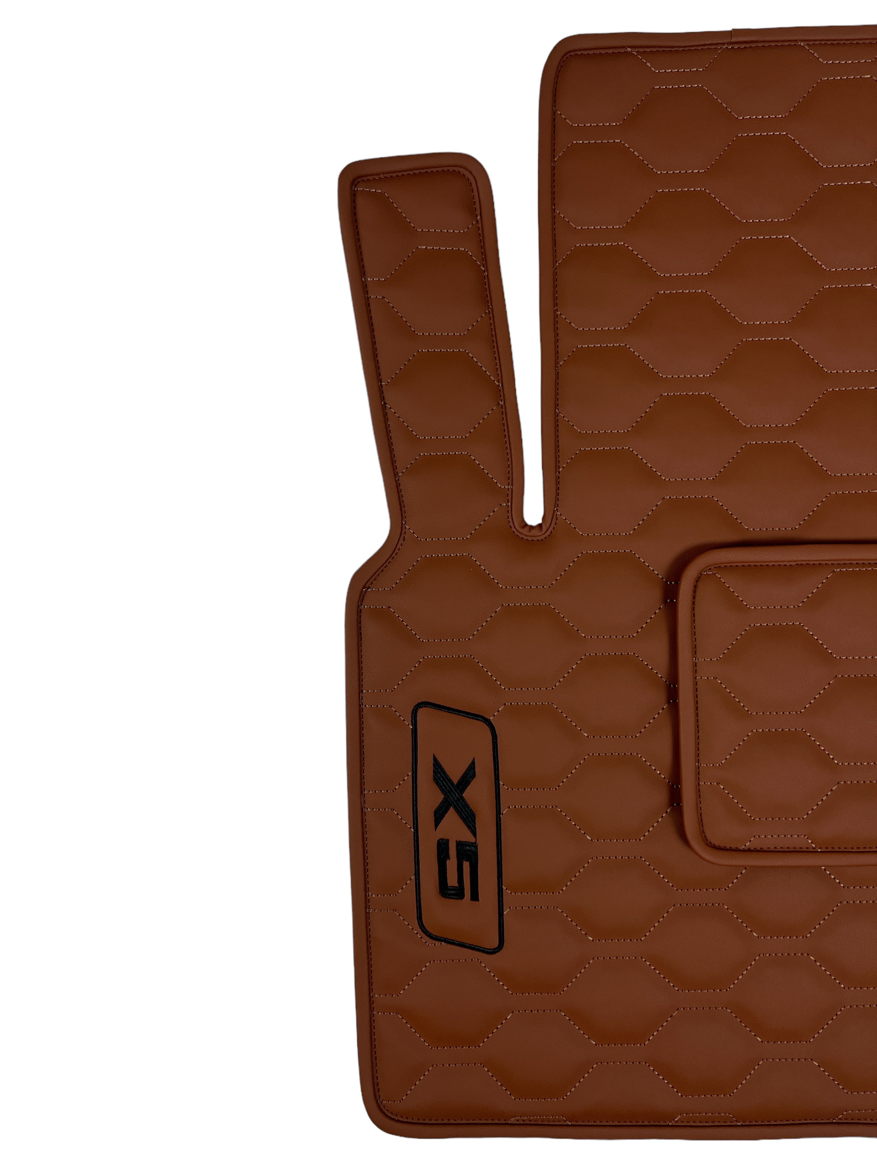 Car Floor Mats in "Big Comb" Design Brown with Black Embroidery