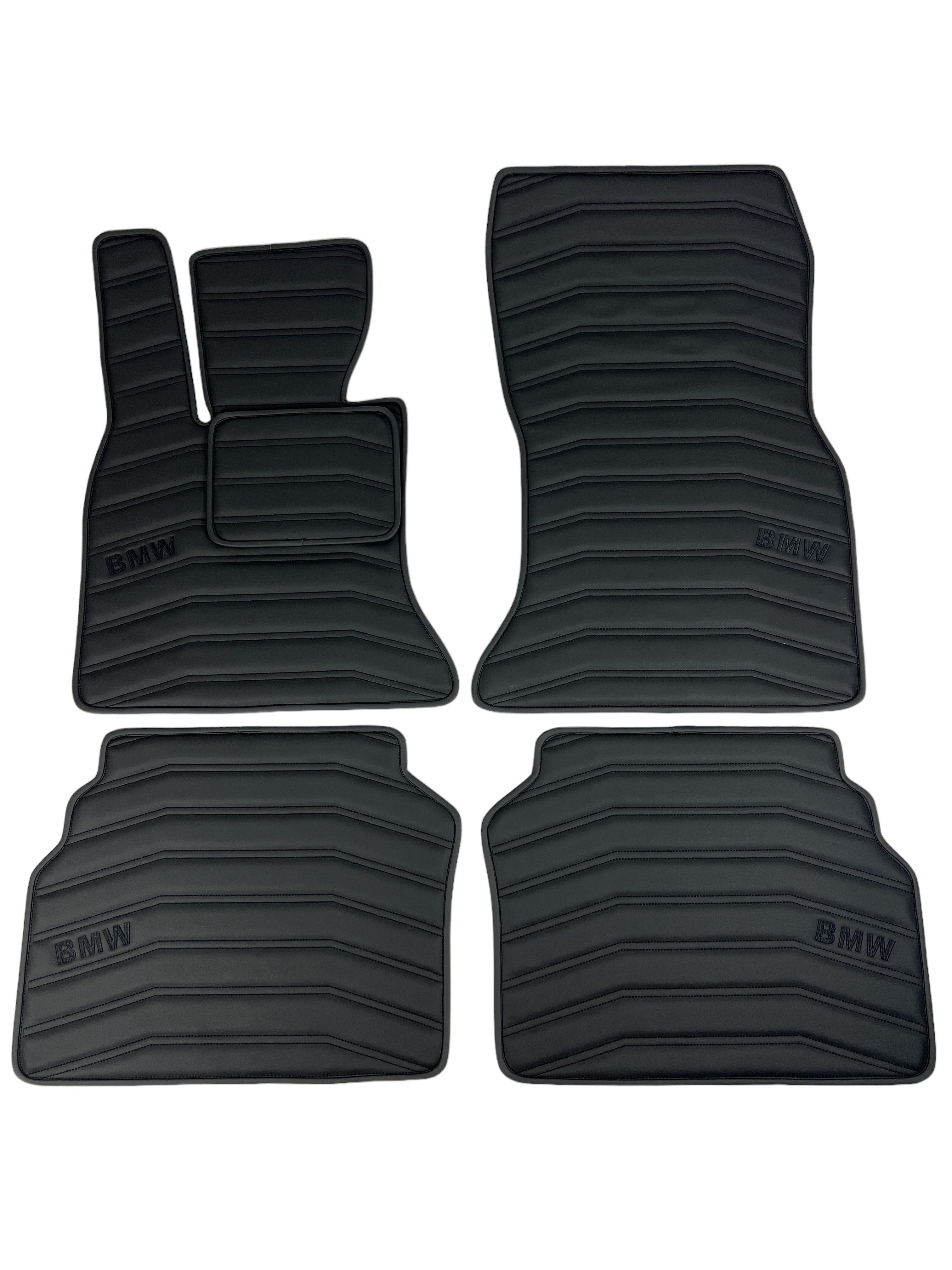 Car Floor Mats in "Double Staple" Design Total Black